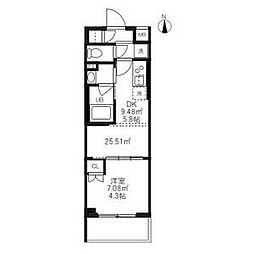 ハーモニーレジデンス蒲田アートヴィラ 3階1DKの間取り