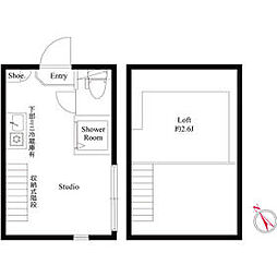 東京メトロ副都心線 千川駅 徒歩8分の賃貸アパート 2階ワンルームの間取り
