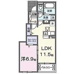 JR武豊線 半田駅 徒歩26分の賃貸アパート 1階1LDKの間取り