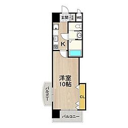 Luxe天王寺 1Kの間取図画像