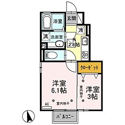 ショコラA 2Kの間取図画像