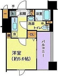 ジーベック蒲田ステーションエグゼ 6階1Kの間取り