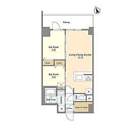 東京メトロ東西線 南砂町駅 徒歩13分の賃貸マンション 4階2LDKの間取り