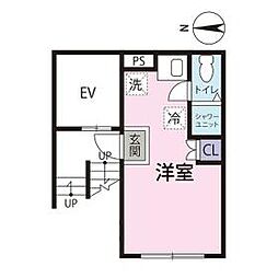 ソナーレフォレスタ馬込 2階ワンルームの間取り