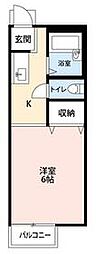オークヴィラ 1階1Kの間取り