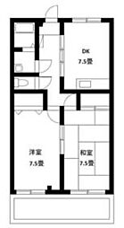 JR両毛線 新前橋駅 徒歩18分の賃貸マンション 4階2DKの間取り