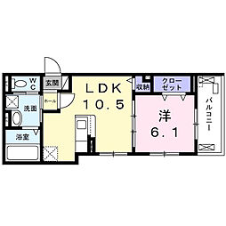 阪急神戸本線 園田駅 徒歩15分の賃貸アパート 2階1LDKの間取り