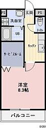 樽見鉄道 横屋駅 6kmの賃貸アパート 1階1Kの間取り