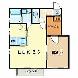 JR京浜東北・根岸線 川口駅 徒歩10分の賃貸アパート 1階1LDKの間取り