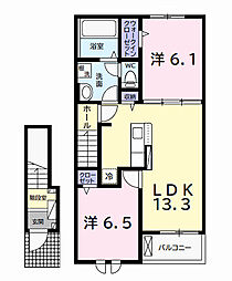ラフォレスタ　シエロ 2階2LDKの間取り