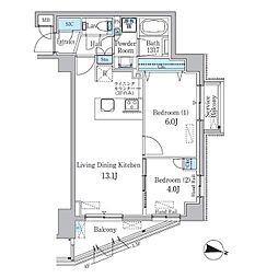 スタイリオ渋谷南平台 4階2LDKの間取り