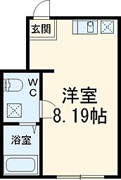 JR横浜線 相模原駅 徒歩9分の賃貸アパート 1階ワンルームの間取り