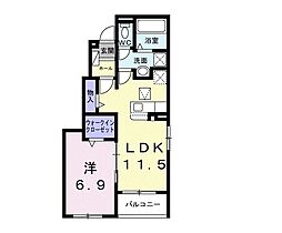 グリーンハイツ加茂I 1階1LDKの間取り