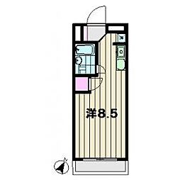 京王相模原線 南大沢駅 徒歩13分の賃貸マンション 3階ワンルームの間取り