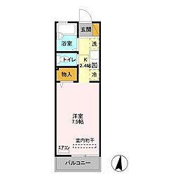 キャッスル1 1Kの間取図画像