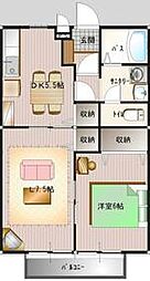 西武新宿線 小平駅 徒歩16分の賃貸アパート 2階2DKの間取り