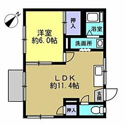 JR武蔵野線 新秋津駅 徒歩17分の賃貸アパート 1階1LDKの間取り