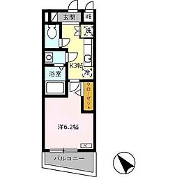 レジデンスハマダ 1Kの間取図画像