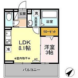 JR関西本線 四日市駅 徒歩11分の賃貸アパート 3階1LDKの間取り