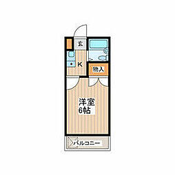 西武多摩湖線 萩山駅 徒歩5分の賃貸マンション 2階1Kの間取り