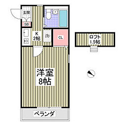 ニッショウハウスIII 1階1Kの間取り