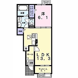 ニューフィールド　ビレッジI 1階1LDKの間取り