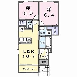 名鉄名古屋本線 左京山駅 徒歩16分の賃貸アパート 1階2LDKの間取り
