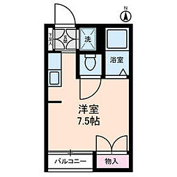 京王線 幡ヶ谷駅 徒歩6分の賃貸マンション 2階ワンルームの間取り