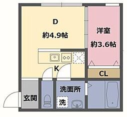 京王井の頭線 永福町駅 徒歩5分の賃貸マンション 2階1DKの間取り