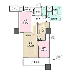 都営大江戸線 西新宿五丁目駅 徒歩7分の賃貸マンション 45階2LDKの間取り