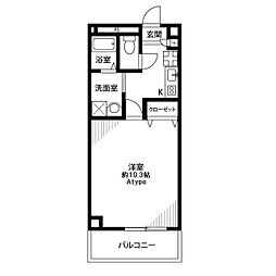 アンプルール　フェール　ＢａｔｅａｕII 1階1Kの間取り