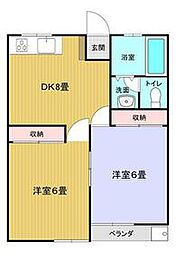 コーポ桂 2DKの間取図画像
