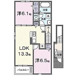 グラシアI 2階2LDKの間取り