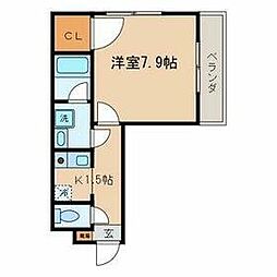 マレア大森 1Kの間取図画像
