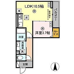 セレスティア東尾久 1階1LDKの間取り