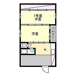 南加瀬マンション 2Kの間取図画像