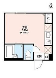 東京メトロ丸ノ内線 方南町駅 徒歩11分の賃貸アパート 2階ワンルームの間取り