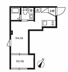 東急多摩川線 沼部駅 徒歩5分の賃貸マンション 1階1DKの間取り