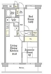 ミレニアム北浦和A棟 2LDKの間取図画像