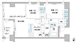 小田急小田原線 千歳船橋駅 徒歩11分の賃貸マンション 7階2LDKの間取り