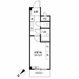 アドバンス拝島 1階1Kの間取り