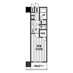 レジディア京町堀 1Kの間取図画像