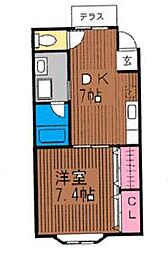 コーポ龍宝 1DKの間取図画像