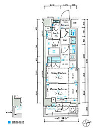 PARKLUXE蒲田一丁目 1DKの間取図画像