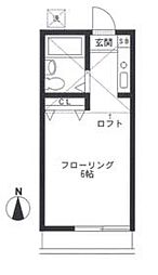 西武拝島線 東大和市駅 徒歩7分の賃貸アパート 1階ワンルームの間取り
