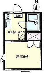 JR総武線 津田沼駅 徒歩10分の賃貸アパート 2階1Kの間取り