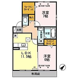 三岐鉄道三岐線 大矢知駅 徒歩8分の賃貸アパート 1階2LDKの間取り