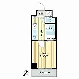 ロワール関内エナジス 3階1Kの間取り