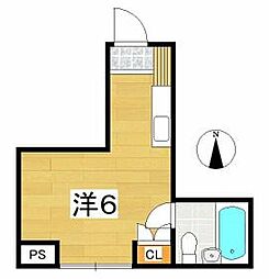 京王線 桜上水駅 徒歩5分の賃貸アパート 1階ワンルームの間取り