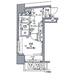 シンシア蒲田ステーションプラザ 6階1Kの間取り